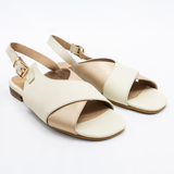 Roots sandals in ivory/gold leather
