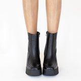 Agathe platform ankle boots in black leather
